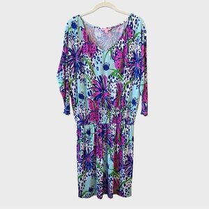 Lilly Pulitzer Cara Dress Dolman In the Garden Resort White Floral Multi S